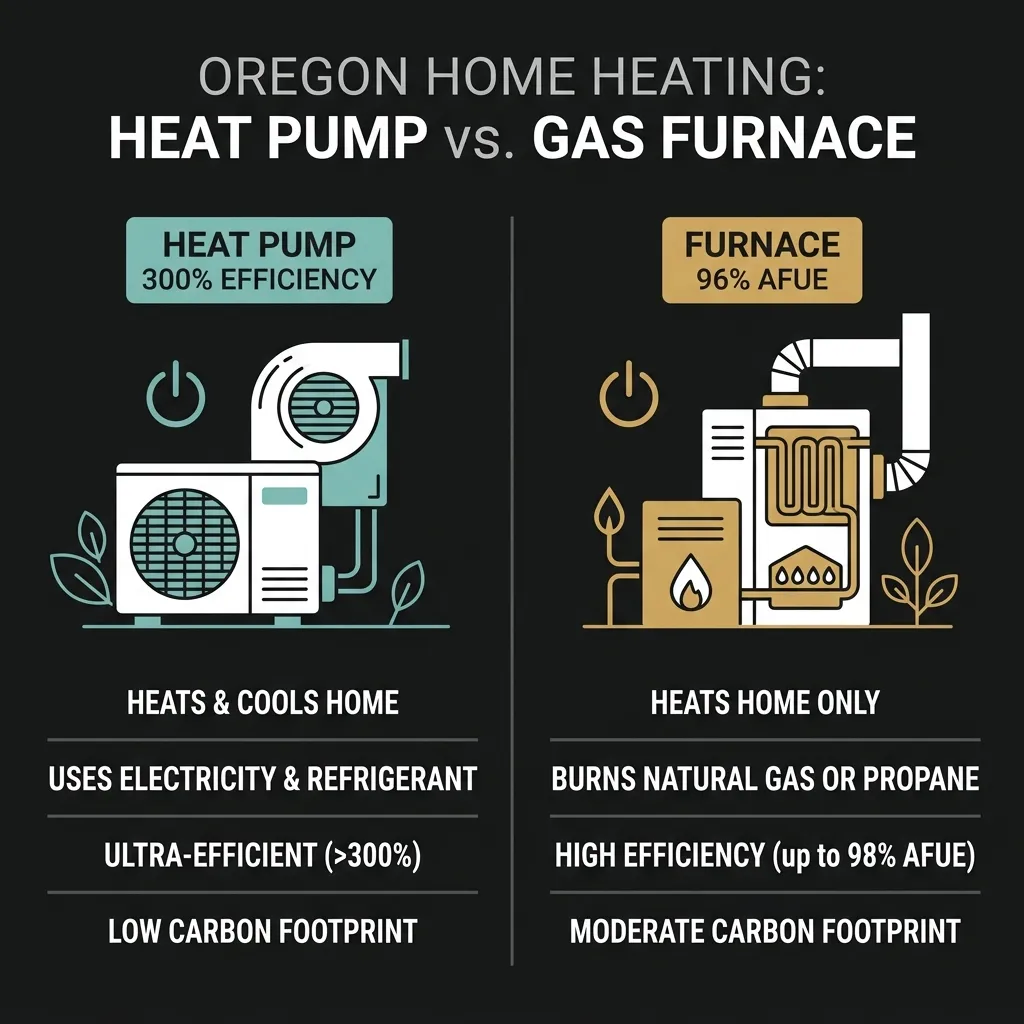 2D Infographic Heat Pump vs Gas Furnace Oregon